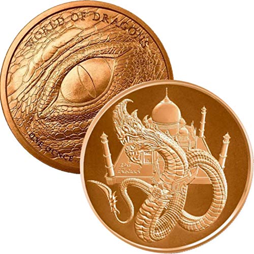 Jig Pro Shop World of Dragons Series 1 oz .999 Pure Copper Round/Challenge Coin (The Indian Dragon)