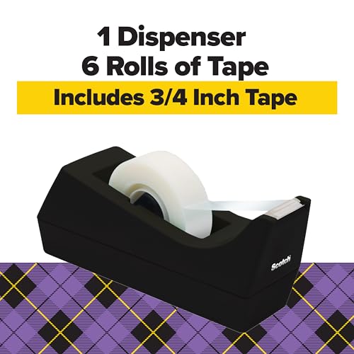 Image of Scotch Gift Wrap Tape with Scotch Desktop Dispenser, 6 Rolls of 3 /4 inch x 1000 inch Each Plus 1 Desktop Tape Dispenser