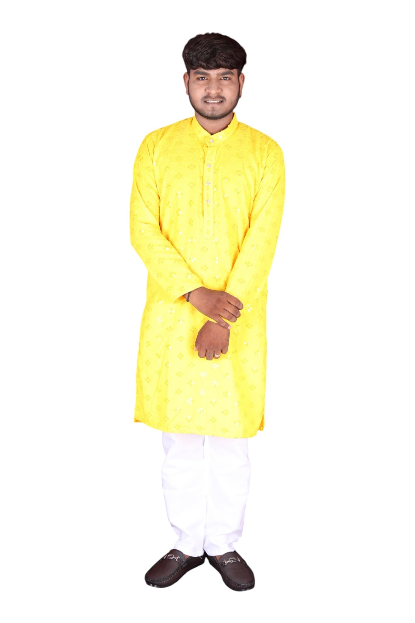 Men's Kameez in Yellow-picture-42