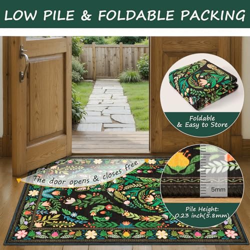 Tapete decorativo blanco 2x3 pies Boho floral gato miniatura 5