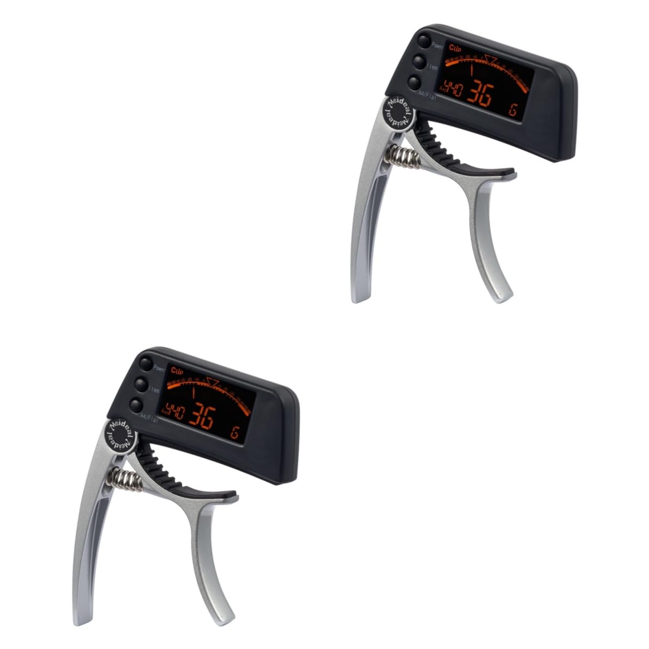 2stücke Digitales Lcd Clip Stimmgerät Und Kapodaster Für Gitarre Ukulele Bass Präzise Abstimmung Hochsensitiv Robust Silberfarben