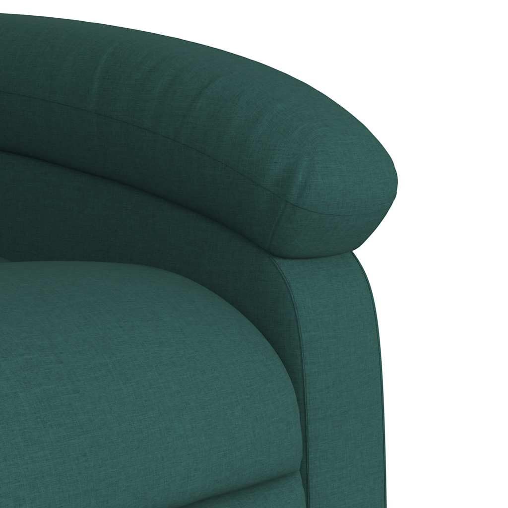 vidaXL Fotel masujący z funkcją relaksacji, ciemnozielony materiał