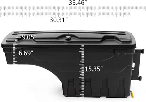 Miniatura 9 de PIT66 Caja de herramientas de almacenamiento para caja de camión, compatible con Toyota Tacoma 2005-2021, caja de almacenamiento izquierda del lado