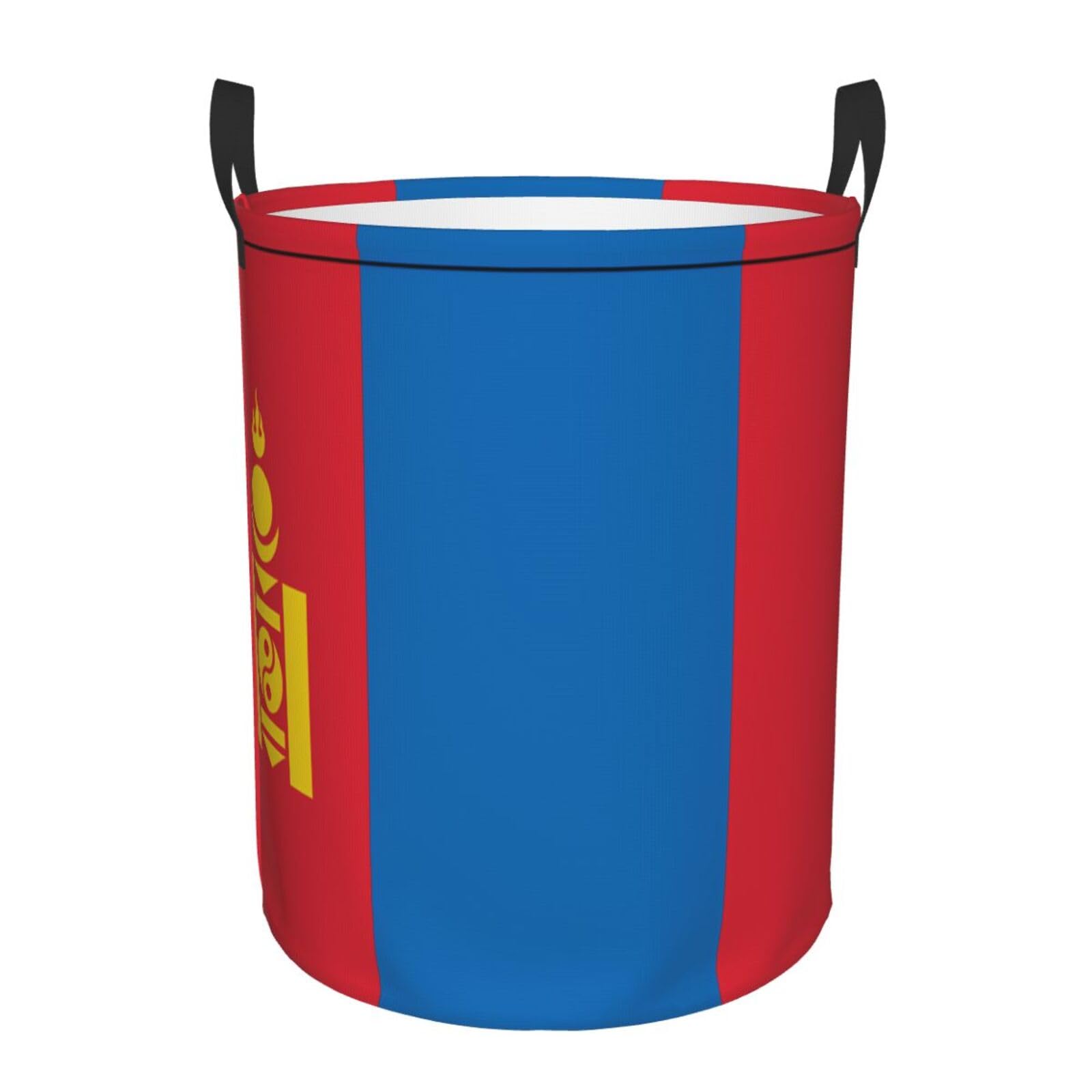 M Collapsible Mongolian flag Print Circular Hamper Round