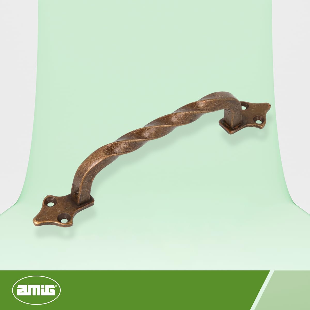 Amig - Maniglie per Mobili - Modello 1002 - Acciaio - Ferramenta Rustica - 130 mm - Senza Piastra - Viti incluse - Finitura: Cuoio