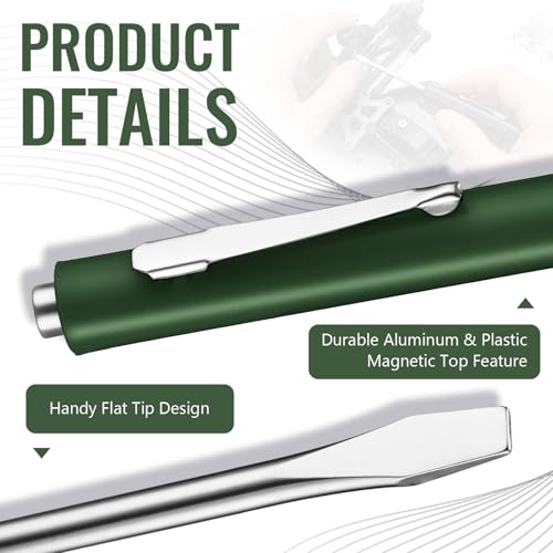 Image of Honoson 25 Pcs Pocket Screwdriver Mini Tops and Pocket Clips Magnetic Slotted Small Screw Driver with a Single Blade Head for Mechanical, Electrician (Dark Green)