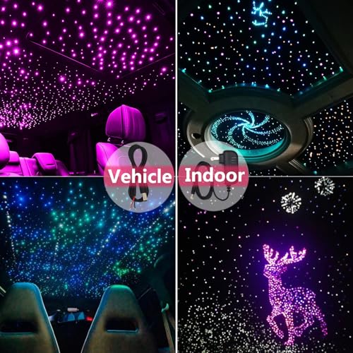 Image of 36W 4-Head 4 Color RGBW Twinkle Fiber Optic Lights, Starlight Headliner Kit with Total 1200pcs*0.75mm /0.03in 13.1ft Optical Fiber Cables+Remote and APP Control for Car and Home Interior Decoration
