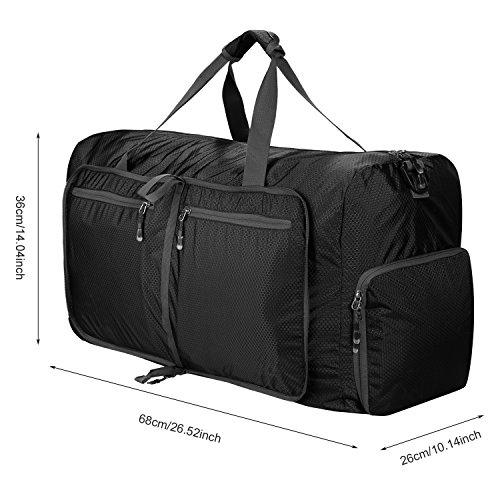 80L Duffle Bag Foldable Lightweight Cargo Duffel Bag for Camping,Gym Bag for Men and Women (Black)