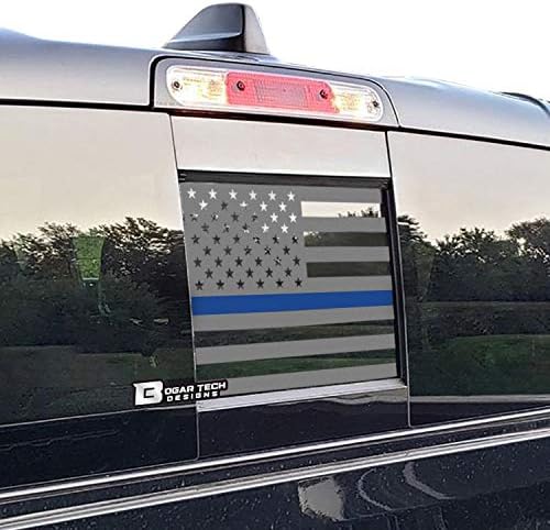 BOGAR TECH DESIGNS Rear Back Middle Window American Flag Vinyl Decal Compatible with and Fits Dodge Ram 2009-2023, Thin Blue Line
