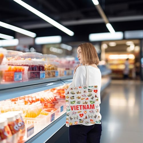 Bolsa de compras inspirada en Vietnam, bolsa tote para viaje con temática vietnamita, regalo temático de Vietnam miniatura 6