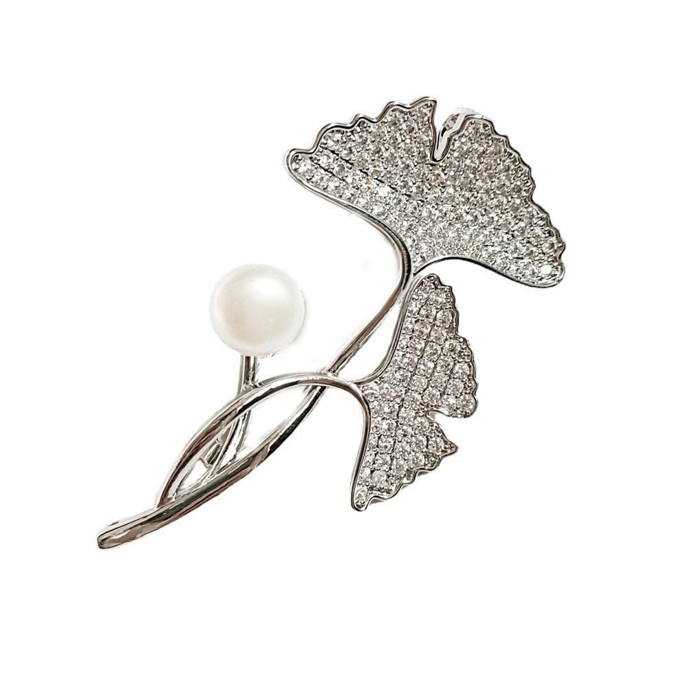 Spilla da donna per anniversario, regalo per moglie, spilla con perle naturali selezionate a mano di qualità AAA e moissanite color D, regalo per mamma, fidanzata, lei, NO11232, metallo, perla
