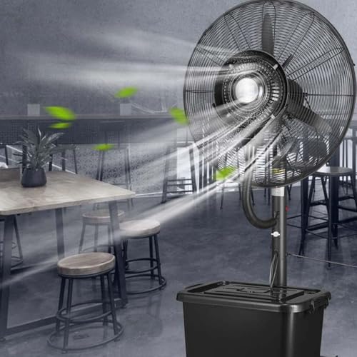 Ventilateur brumisateur 260 W industriel à 3 vitesses pour terrasse, magasin, serre et garage