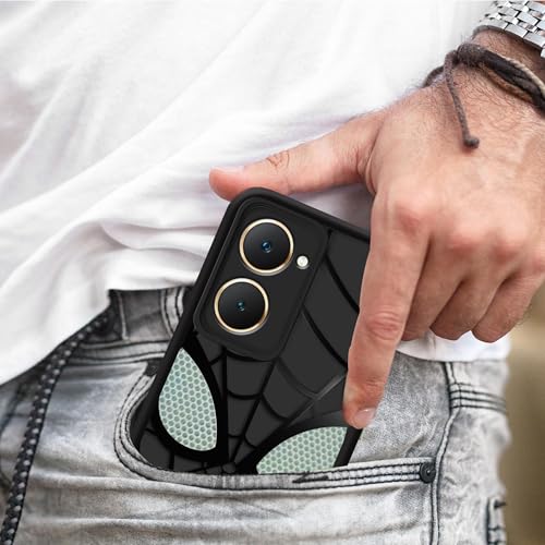 Image of Back Case Cover Compatible for Vivo Y28S 5G /Vivo Y18 / Vivo Y18e / Y18i | Spidey Face Mask Case | Soft Silicone | Camera & Full Body Protection | Shock Proof | (Black)