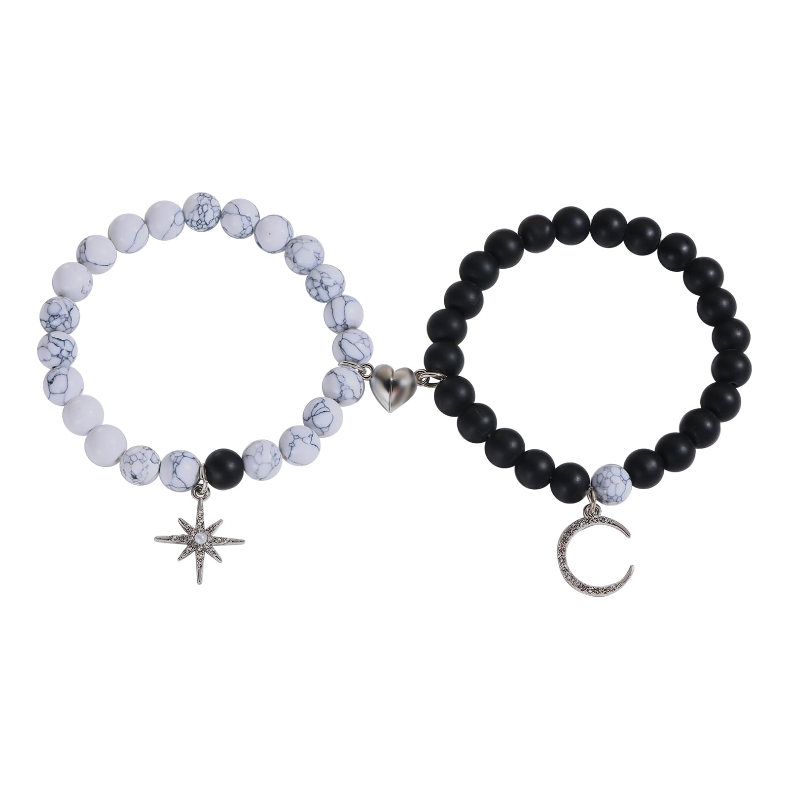 Xeyai Sun and Moon Friendship Bracelets Matching Bracelets for Couples Cute Handmade Beaded BFF Bracelets for 2 Bracelets Fashion Charm Womens