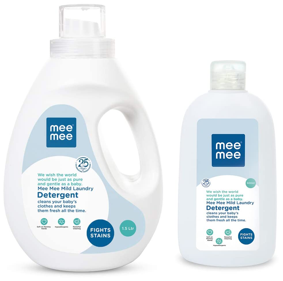 Image of Mee Mee Mild Baby Liquid Laundry Detergent, 1.5L & Mild Baby Liquid Laundry Detergent Bottle, 500ml