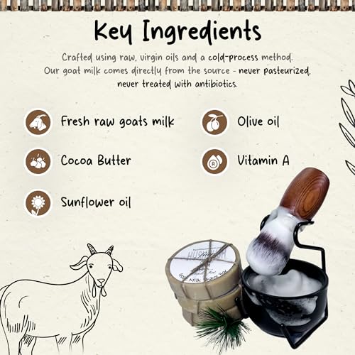 Image of HushHush Farms Shaving Soap for Men | Handmade with Goat Milk, Olive Oil & Cocoa Butter | Plastic-Free & Moisturizing Shave Soaps | Pack of 3 (Patchouli, Tea Tree, Lavender Mint)