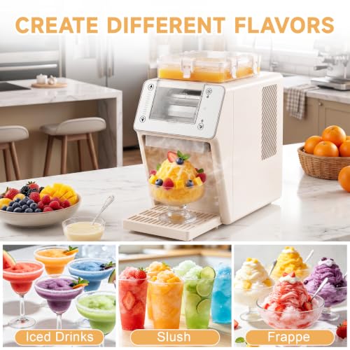 Image of Erivess Shaved Ice Machine, 44LBS /24H Snowflake Maker, No Ice Needed | Auto-Clean Electric Snow Cone Maker with 8-Speed, Ice Shaver Machine With 26oz Tank, Stainless Steel Blade, for Home, Bingsu