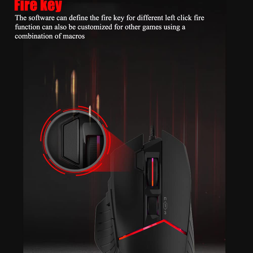 Mouse da gioco W95 Max, 12000 CPI regolabile per computer desktop per computer portatili sanguinanti e cablati Macro Programmazione PC Mouse da gioco elettronico da competizione Mouse da ufficio