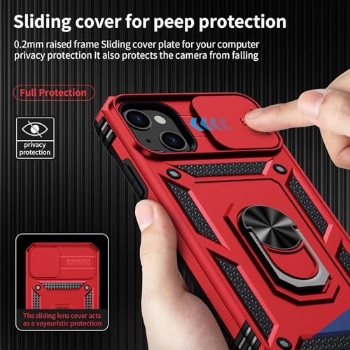 Coque iPhone 14 Plus rouge avec protection objectif et protège-écran HD