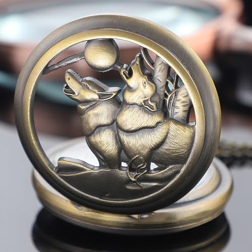 Image of Tiong Pocket Watch Pattern Vintage Quartz Pocket Watches with Chain Christmas Graduation Birthday Gifts Fathers Day