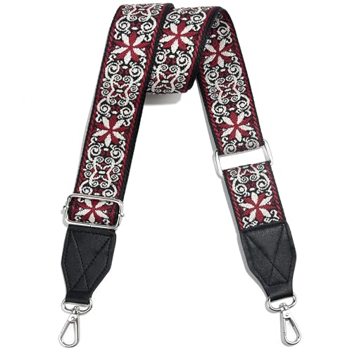 Image of Purse Strap,1.5 inch Leather End Shoulder Strap Adjustable Replacement,Retro Multi-Pattern Crossbody Bag Straps