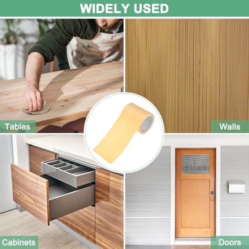 Image of M METERXITY 1-Roll Wood Grain Repair Tape, 2.24in x 15ft Textured Realistic Self-Adhesive Wood Floor Tape Contact Paper for Furniture /Floors /Home [Yellow]