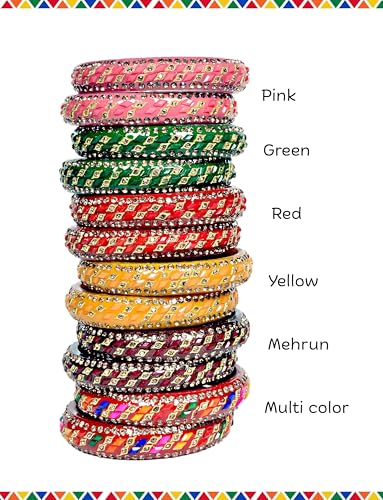 Image of Swara Creations Glass Bangle Set for Women /Multicolor Kadas Set Zirconwork /Traditional Kadas Set for Women & Girls (12Pc)(SKU402)