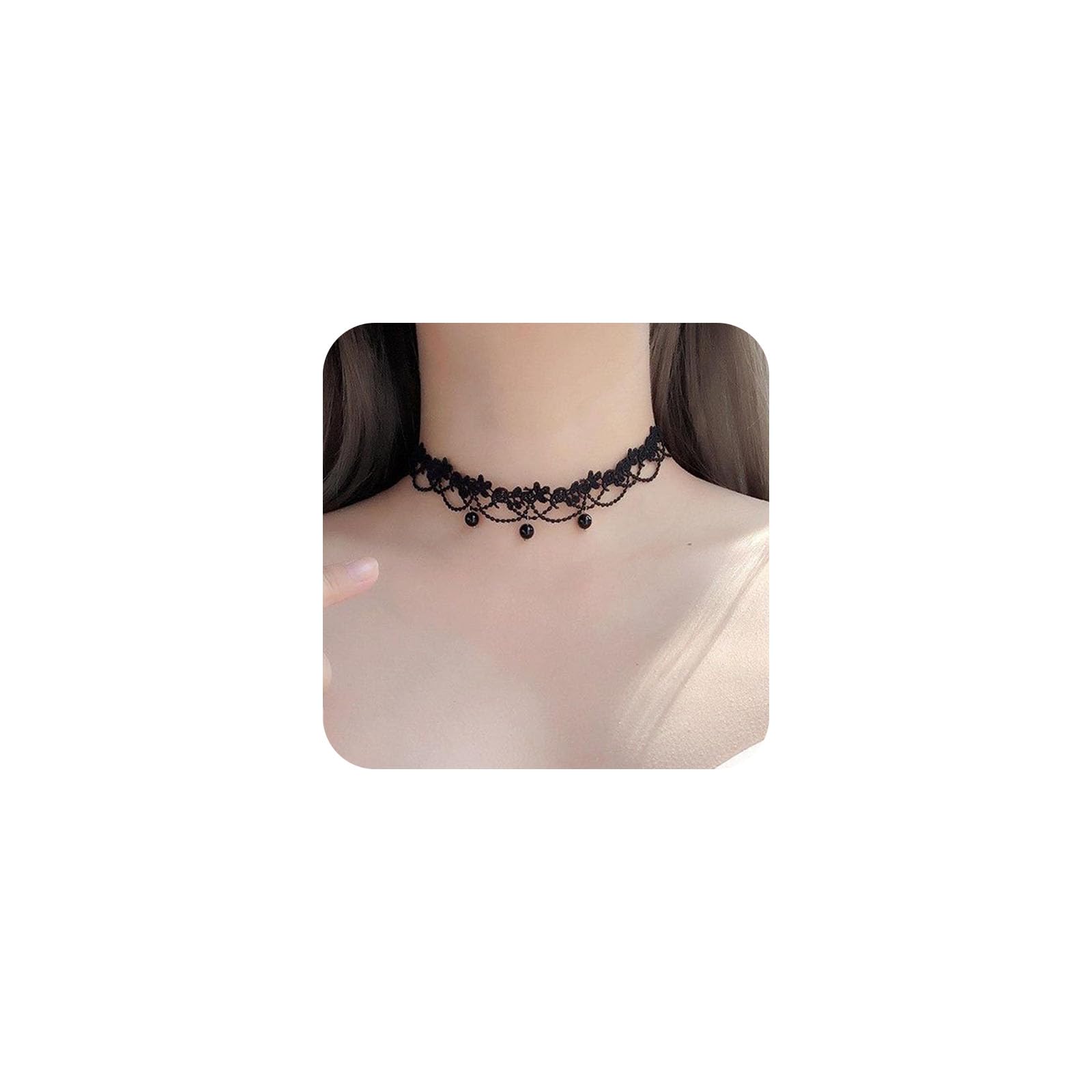 Yienate Vintage Halbmond Halskette Choker Kette Samt Kette M
