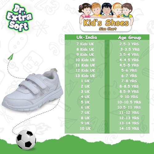 Image of DOCTOR EXTRA SOFT Lightweight EVA Unisex-Child /Kids /Adults Black & White School Uniform Shoe with Memory Foam Cushion & Adjustable Hook Loop| Formal,Casual,Running|Comfortable | Anti-Skid D-3005