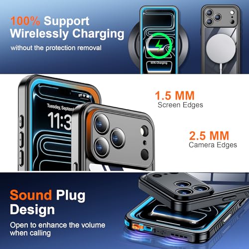 Coque étanche iPhone 17 Pro SPIDERCASE avec protection écran intégrée bleu