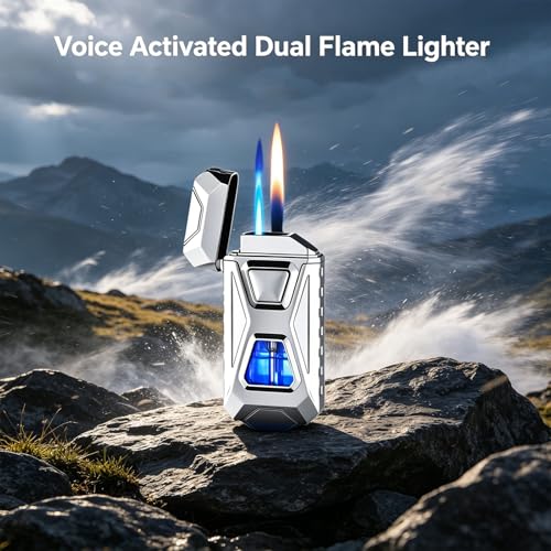 Encendedor dual flamígero activado por voz recargable USB miniatura 2