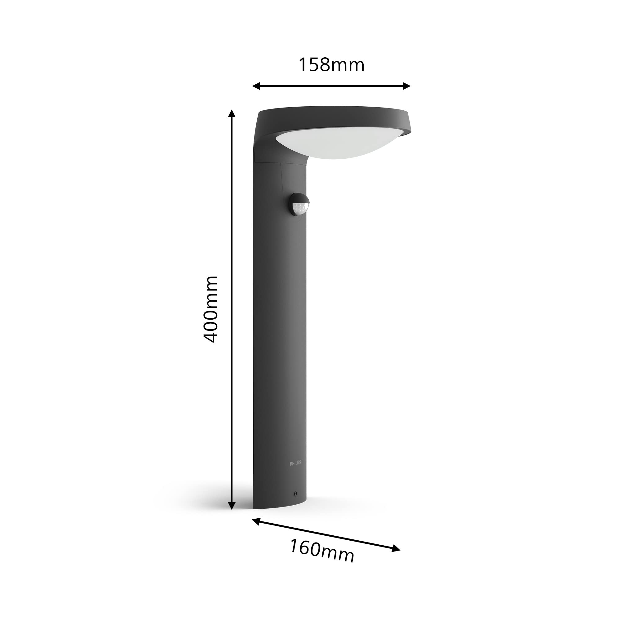Philips LED Ultraefficient Zewnętrzna lampa solarna stojąca Tyla 18W, 4000 K, czujnik ruchu, 2 poziomy jasności, IP44