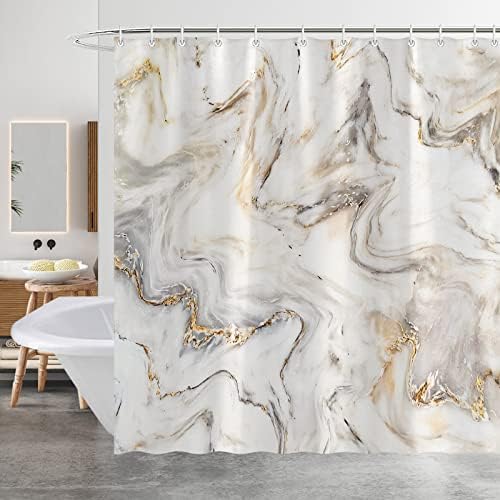 Minicoco Shower Curtain Mould Proof Mildew Resistant Bathroom Shower Curtains Waterproof Shower Curtain 100% Polyester Green Shower Curtains with 12 Hooks, 180 x 180 cm (Flower)