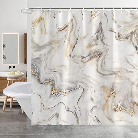 Minicoco 3D Marble Waterproof Shower Curtain Cover