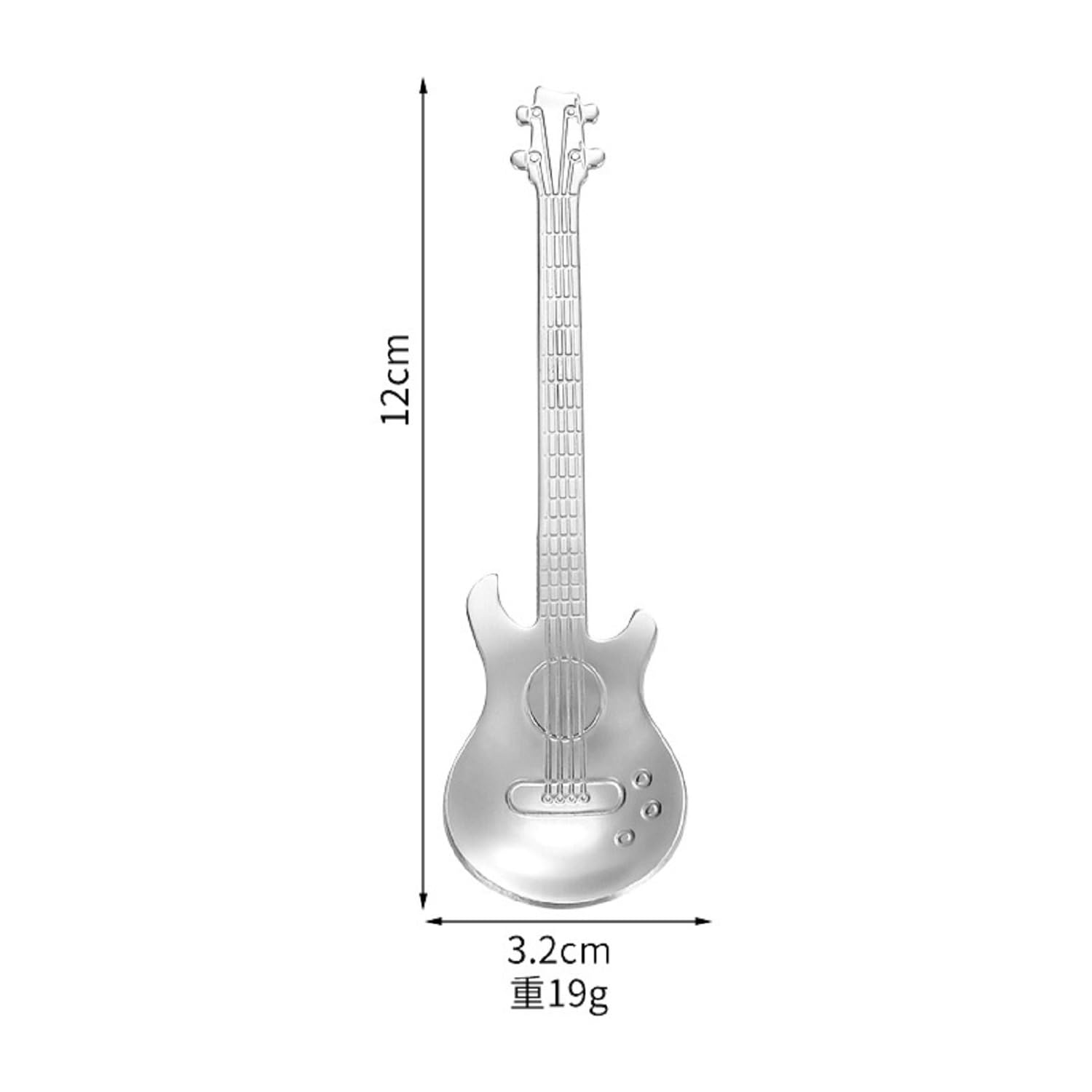 AUEAR Set Da 6 Cucchiai A Forma Di Chitarra In Acciaio Inox Per Caffè, Dessert E Gelato (6 Colori)