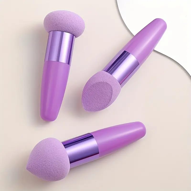 3Pcs Makeup Sponge Beauty Foundation Blending Sponge Makeup Sponge Wedge Foundation Sponges With Handle Cosmetic Blender Professional Beauty Sponge Blender