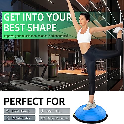 Image of Balance Ball Trainer-Half Ball for Yoga with Resistance Band and Foot Pump, Improve Workout Half Balance Ball,Exercise Balance Ball for Stability Training and Home Gym