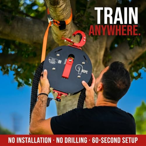 Image of Qrope Endless Rope Trainer Machine - Portable Rope Pull Pulley System - Home Gym Workout Equipment for Strength Training - Infinity Rope for Upper Body and Forearms