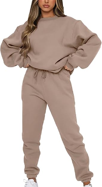 amropi Womens Pullover Tracksuit Fleece Sweatshirt Jogging Pants 2 Pieces Sweatsuits
