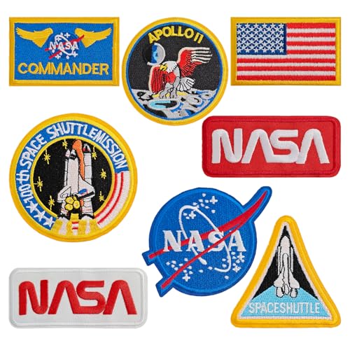 HWQVA NASA Iron on Patches Space Patches Embroidered Iron-on/Sew-on Applique for Clothes Hat Backpack Jeans Jacket Stocking and More