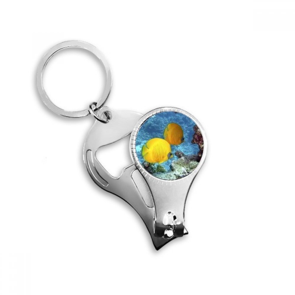 Porte-clés métal photo poisson avec coupe-ongles décapsuleur intégré