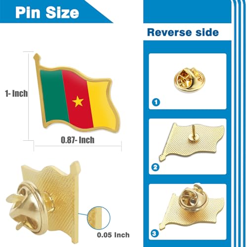 Image of 12 /24 /50 /100Pcs Official Cameroon Flag Pins Bulk - Metal Cameroonian National Lapel Pin