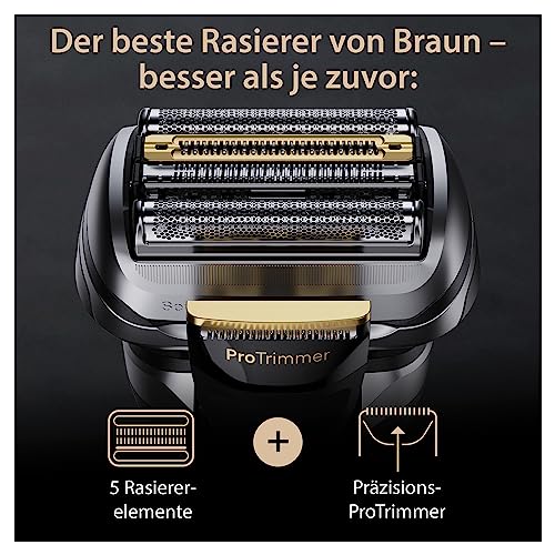 Braun Rasierer Herren Elektrisch Series 9 PRO+, 9517s, Silber - Elektrorasierer mit 5+1 Ultradünne Klingen, Barttrimmer mit 60 Min. Akku, Wasserdicht, Made in Germany, Inkl. Etui und Ladestation 6