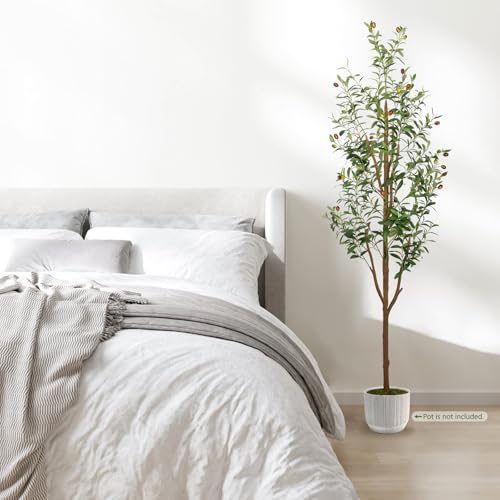 Lucealberi Artificial Olive Trees 6Ft - Large Faux Olive Tree For Indoor With White Planter thumb #2
