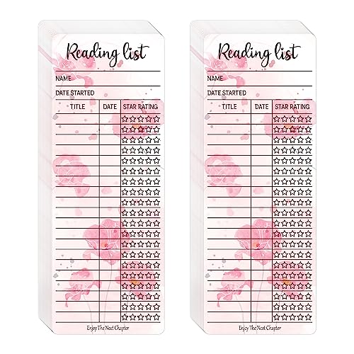 YHNTGB 80pcs Bookmark Reading List Library Card Book Tracker Notecards for Student Lover Prize Teacher School Bookworm Accessories Pink