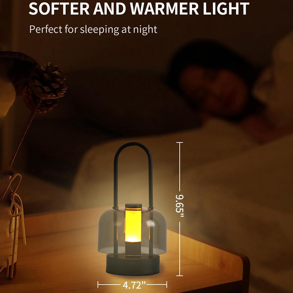 Lampa Stołowa LED Akumulatorowa Bezprzewodowa Touch Z regulacją jasności Czarna, Lampa Nocna 3 Temperatury Barwowe Ładowana Przez USB Zasilana Bateryjnie Lampka Kempingowa Do Użytku Wewnątrz