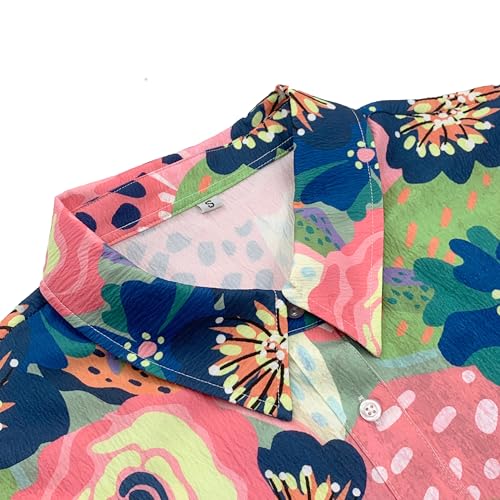 Womens Button Down Shirt 2025 Boho Vintage Floral Lapel V Neck Long Sleeve Blouses Dressy Casual Top with Pocket2