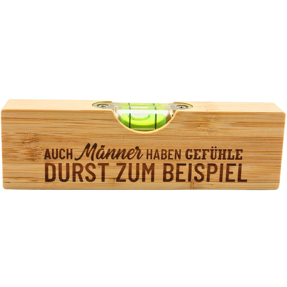 Dekohelden24 Spirit Level with Integrated Beer Opener, Gift, Motif: Men's Feelings, L/W/H Approx. 15 x 4.5 x 2 cm, 15 cm