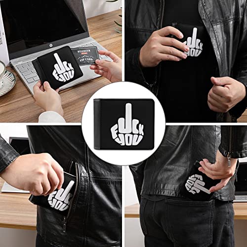 Fuck You Men's Minimalist Wallet Blocking Leather Bifold Wallet Slim Purse with 6 Credit Card3
