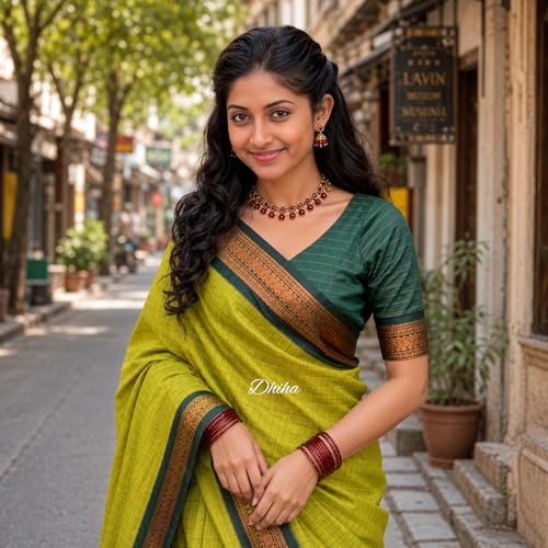 Image of Gadwal Cotton Silk Checked Saree for Women | Pure Kalyani Cotton Checked Saree with Zari Border Tassels & Blouse | Kanjivaram Linen Silk | Handloom Weave
